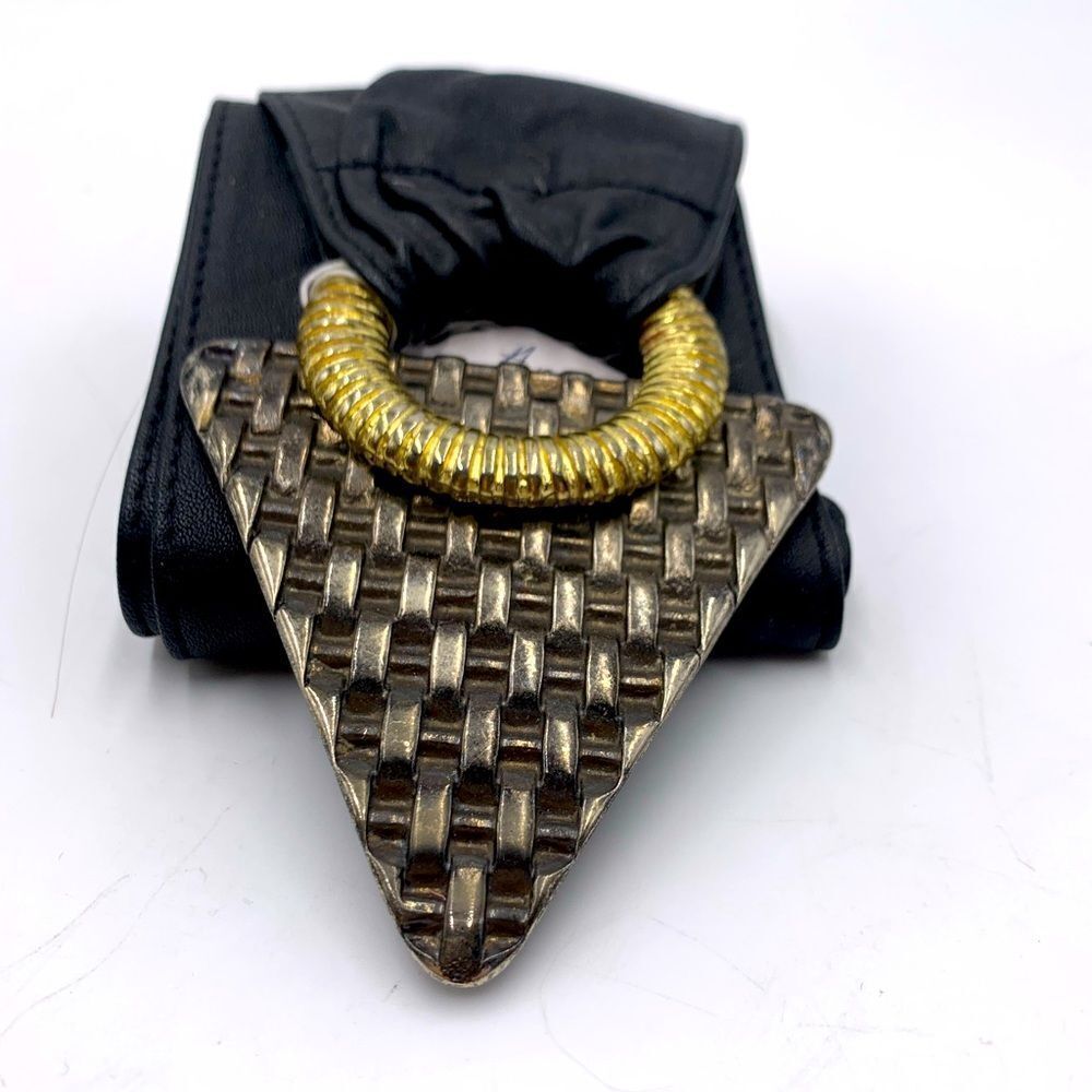 Authentic Vintage ARMANI Supple Black Leather Belt with Retro Gold Buckle